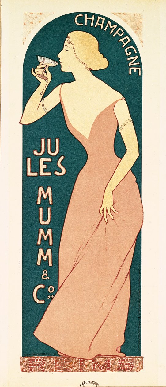 Plakatdesign for Champagne av Jules Mumm og Co., Reims, 1895 av Maurice Realier Dumas