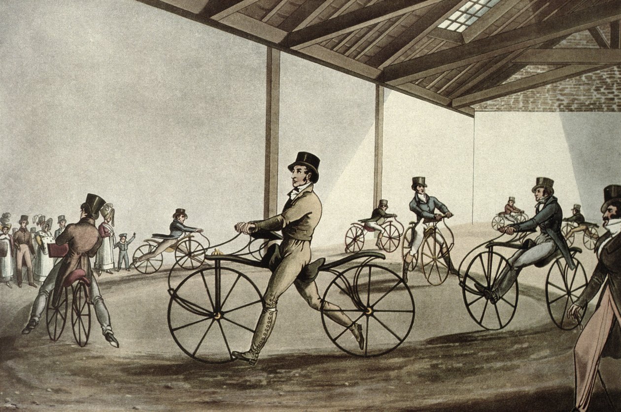 The Pedestrian Curricle patentert av Dennis Johnson, ca. 1819 av Maurice Rousseau