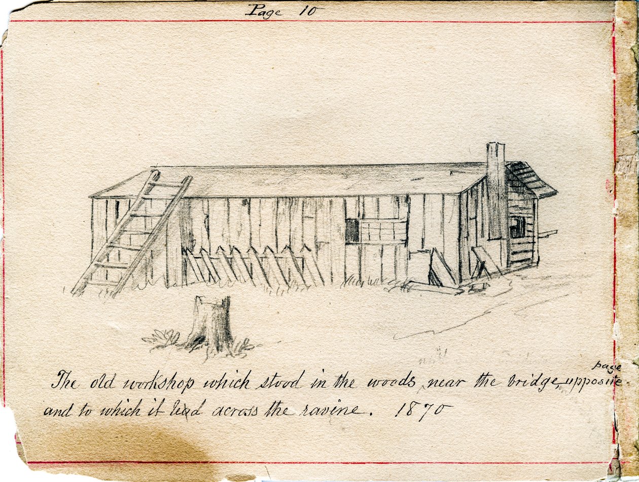 Workshop på eiendommen til Sisters of Providence of Saint Mary-of-the-Woods, Indiana i 1870 av Maurice Schnell