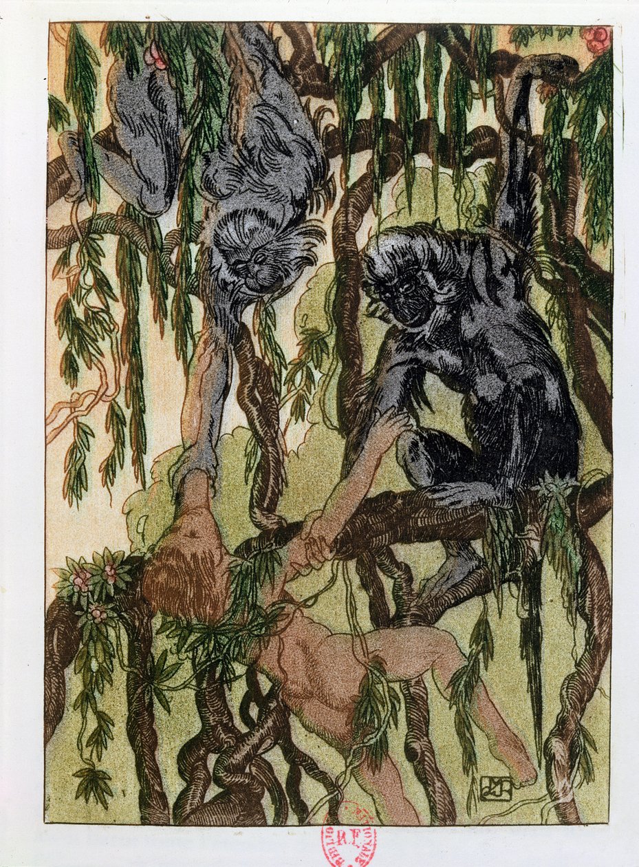 Mowgli and the Monkeys, illustrasjon fra 