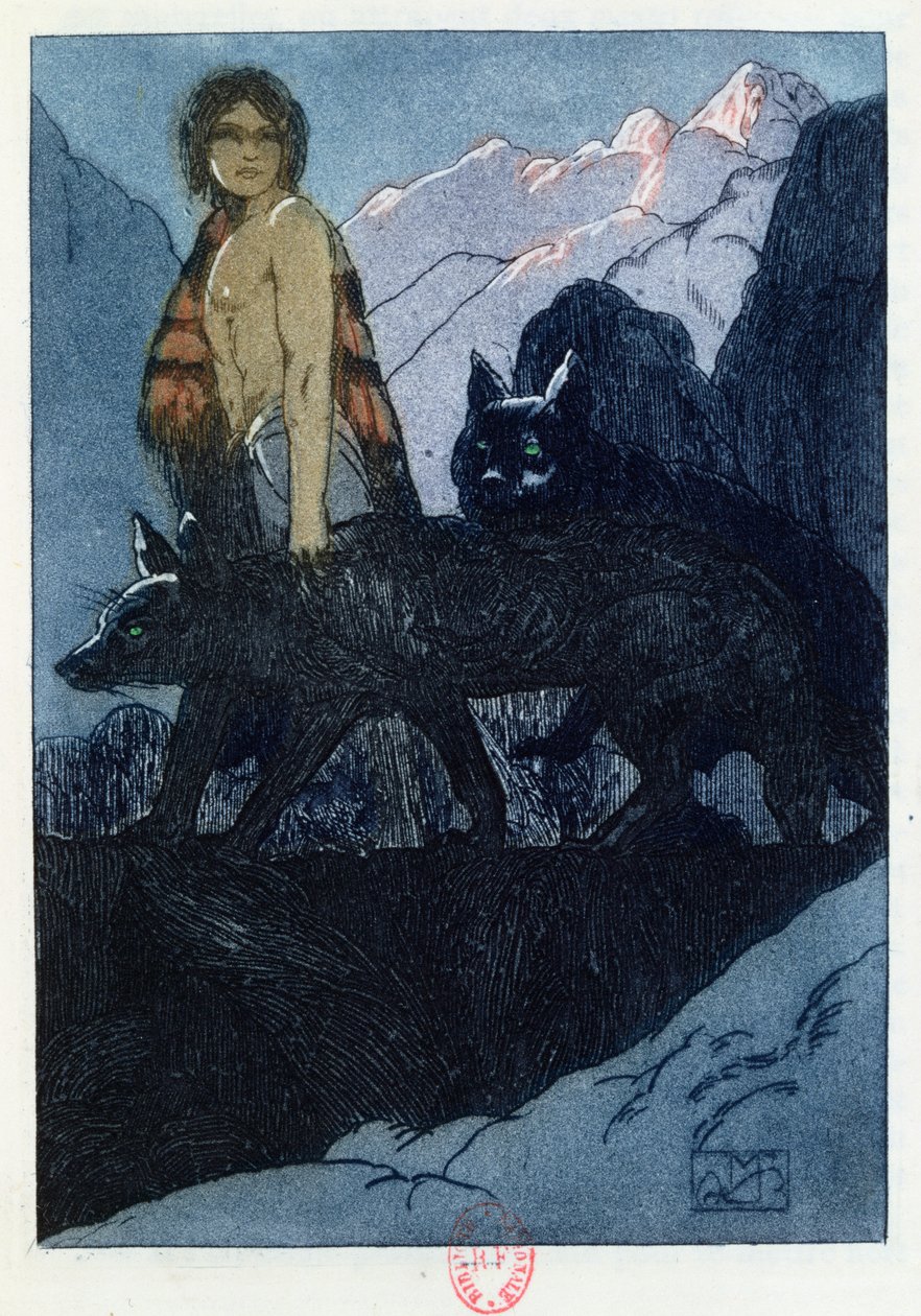 Mowgli and the Wolves, illustrasjon fra 