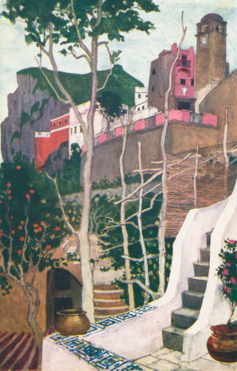 En port, Capri (fargelitografi) av Maurice (after) Greiffenhagen