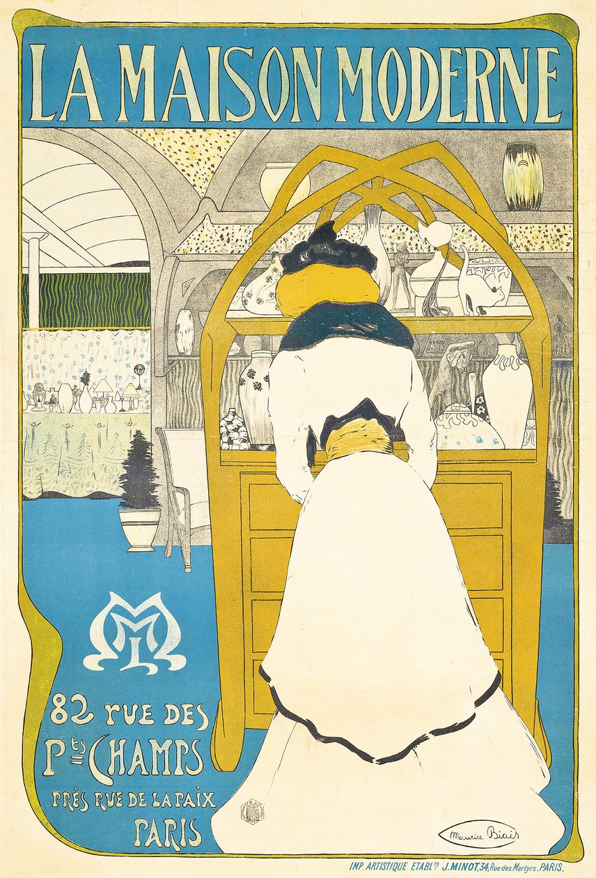 En plakat som reklamerer for det parisiske kunstgalleriet "La Maison Moderne", åpnet av Julius Meier-Graefe i 1899, 1898 av Maurice Biais