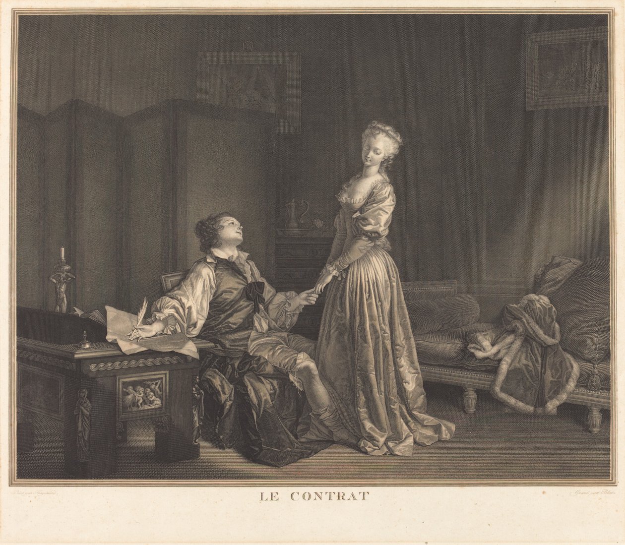 Kontrakten av Maurice Blot after Jean Honoré Fragonard