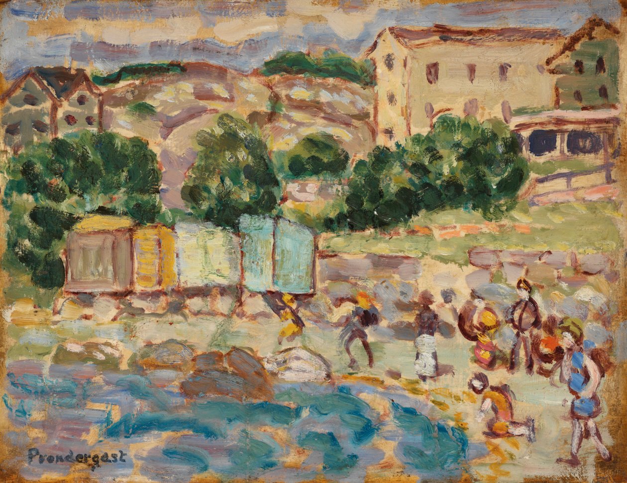 Strand og landsby av Maurice Brazil Prendergast