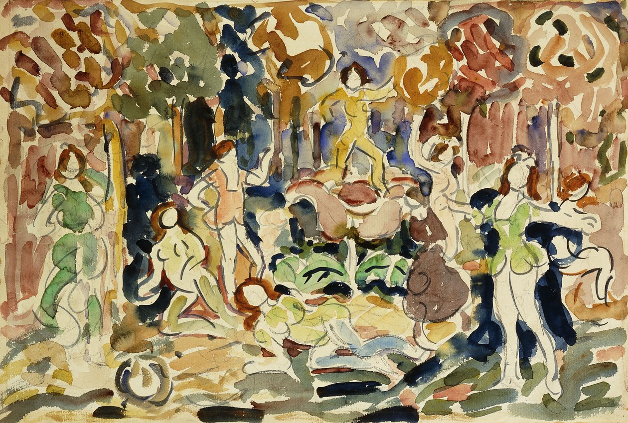 Dansende figurer, ca. 1910-13 av Maurice Brazil Prendergast