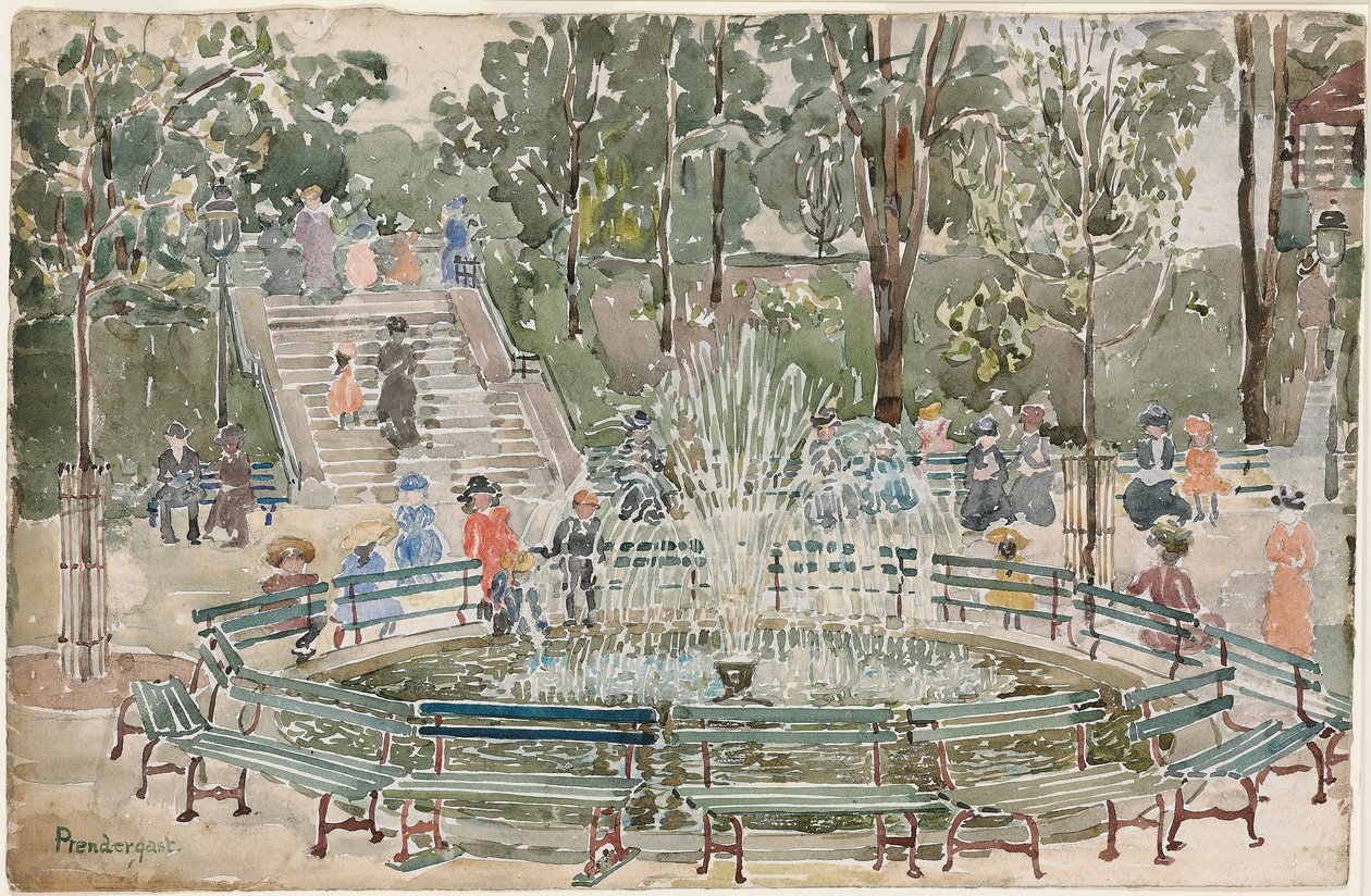Fountain, Central Park av Maurice Brazil Prendergast