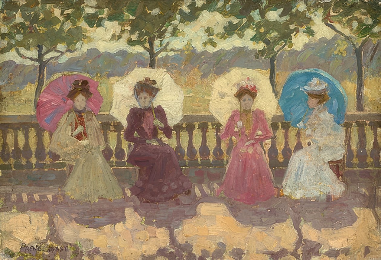 Im Park, Paris. 1891 av Maurice Brazil Prendergast