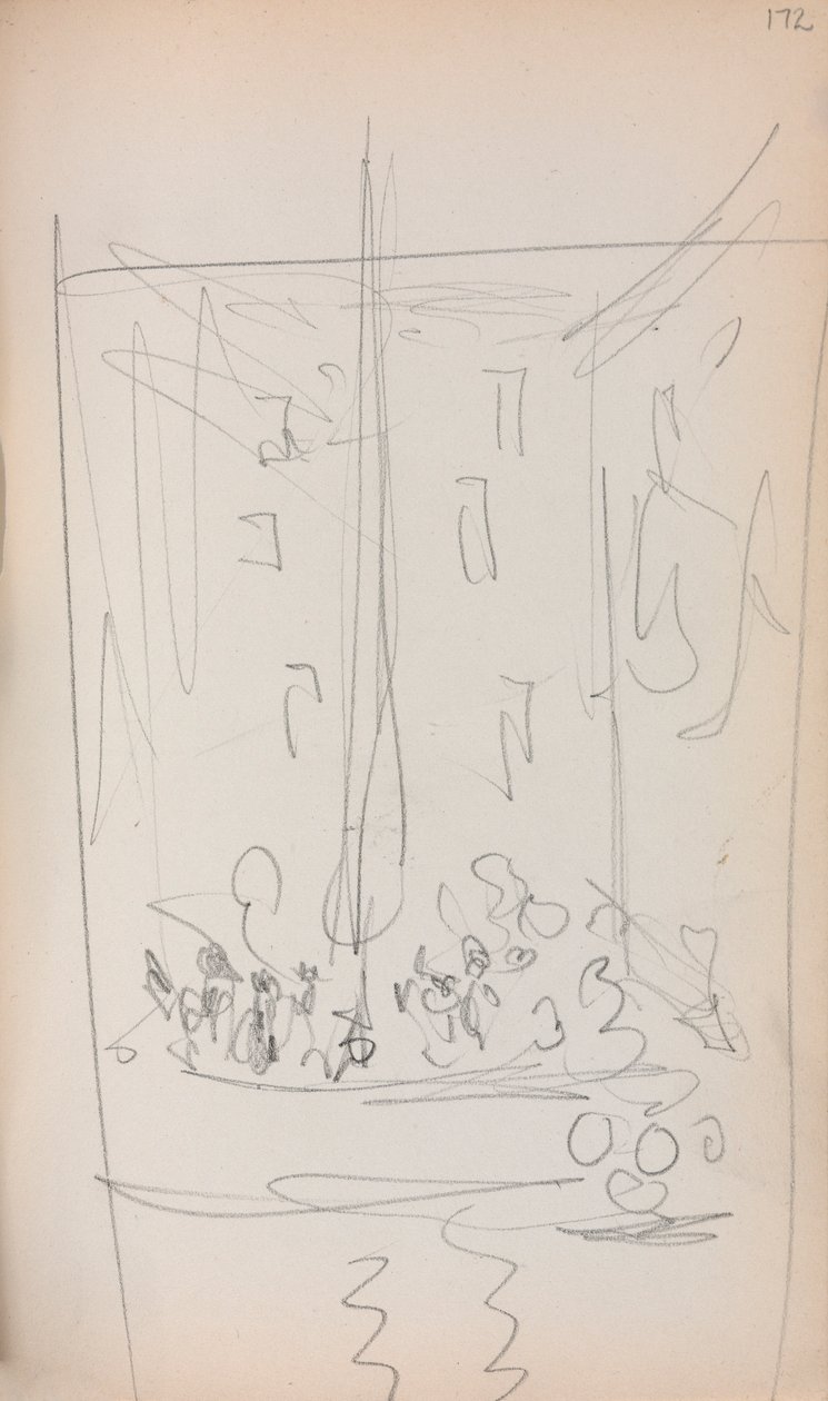 Italiensk skissebok: Båt med figurer side 172, 1898-1899. av Maurice Brazil Prendergast