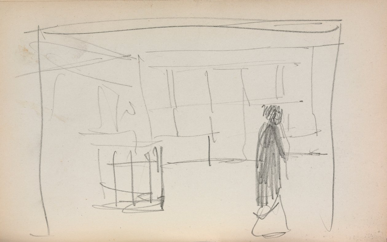Italiensk skissebok: Figur i et interiør side 175, 1898-1899. av Maurice Brazil Prendergast