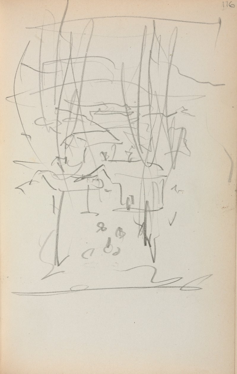 Italiensk skissebok: Landskap side 116, 1898-1899. av Maurice Brazil Prendergast