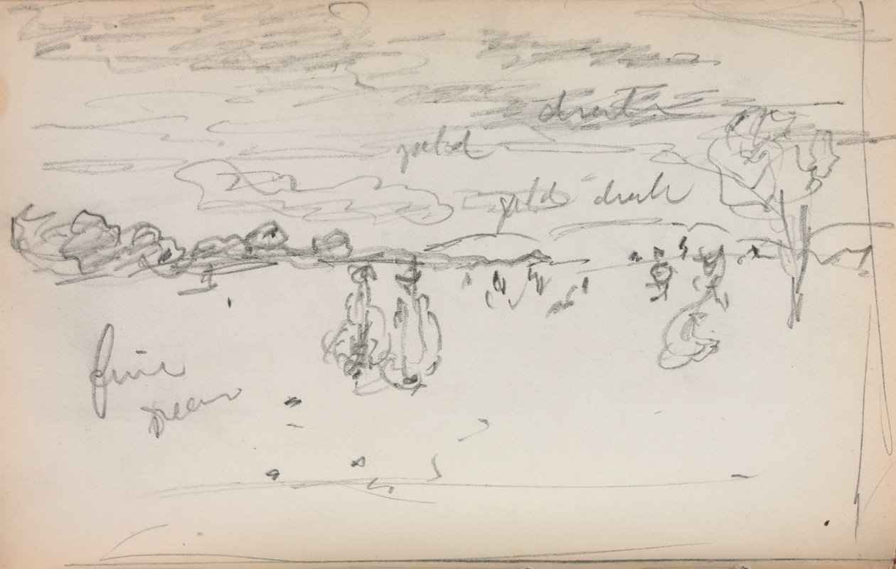 Italiensk skissebok: Landskap side 57, 1898-1899. av Maurice Brazil Prendergast