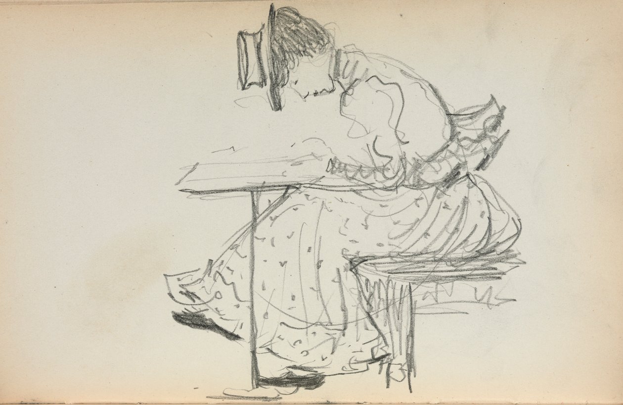 Italiensk skissebok: Sittende kvinne side 107, 1898-1899. av Maurice Brazil Prendergast