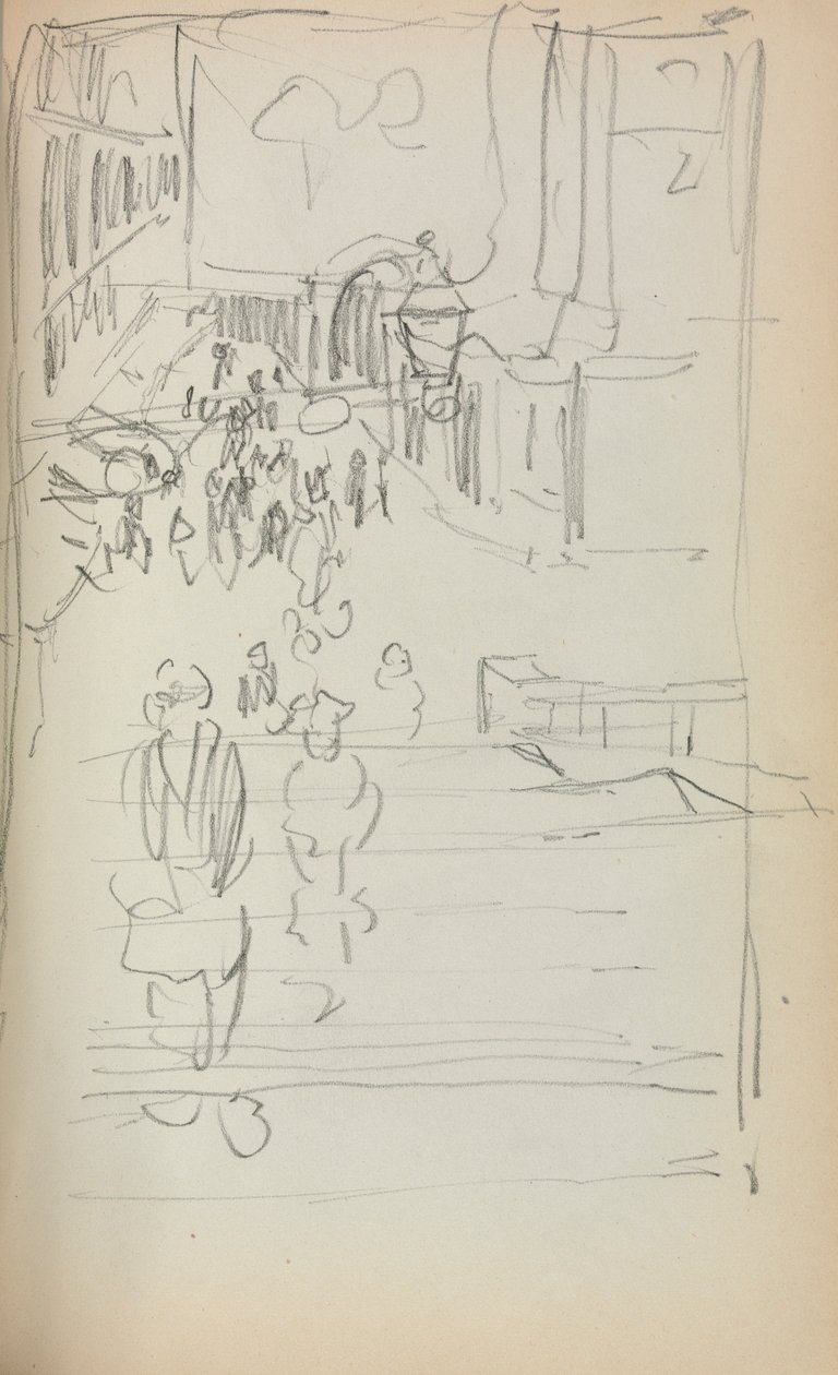 Italiensk skissebok: Trapper med figurer side 165, 1898-1899. av Maurice Brazil Prendergast