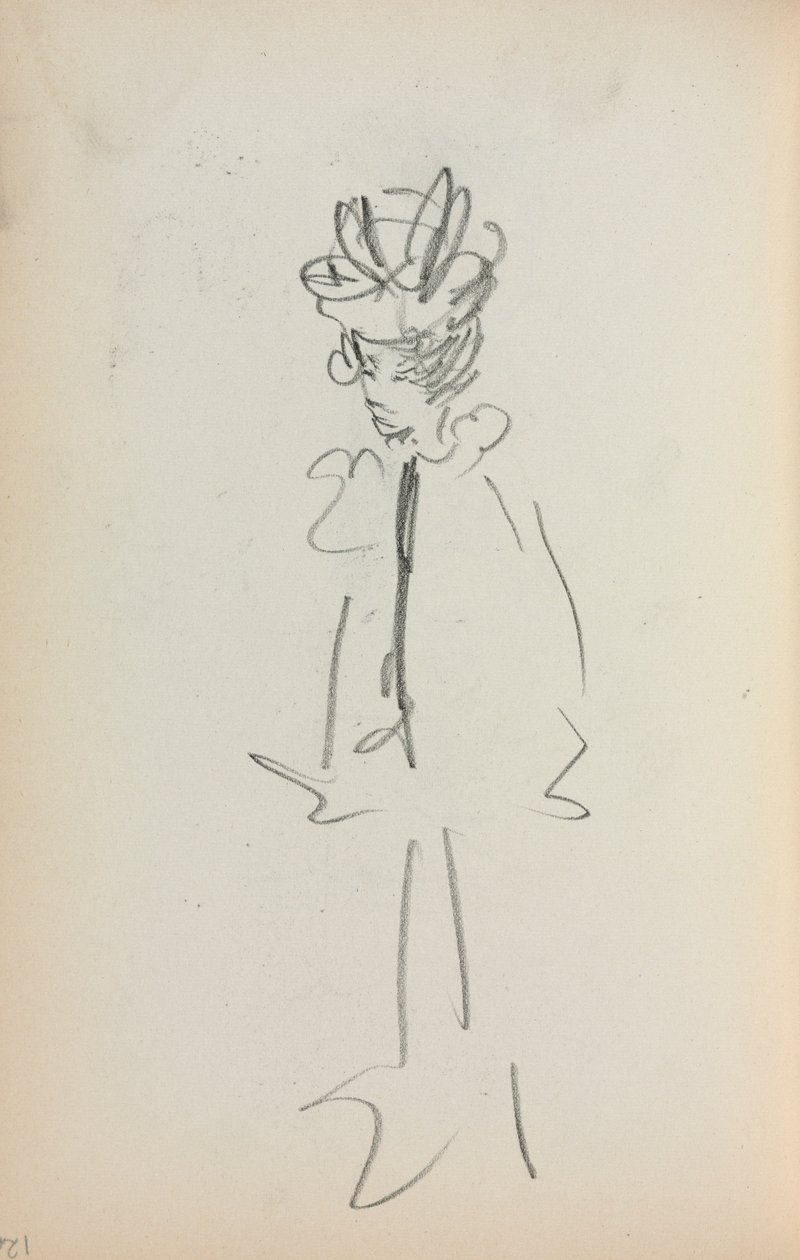 Italiensk skissebok: Stående kvinne 34 Se side 126, 1898-1899. av Maurice Brazil Prendergast