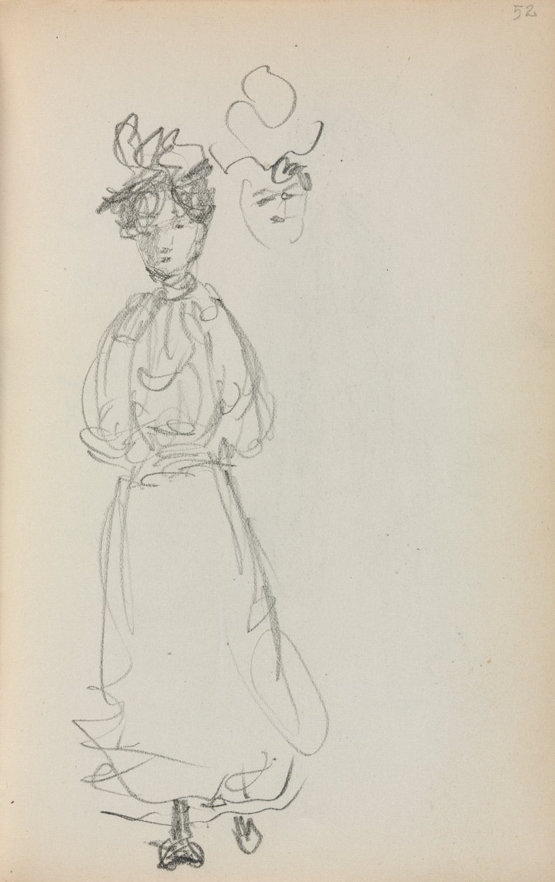 Italiensk skissebok: Stående kvinne, forside 52, 1898-1899. av Maurice Brazil Prendergast