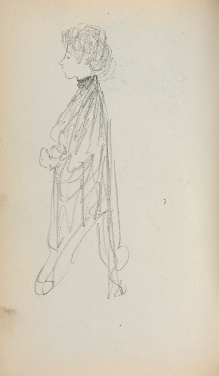 Italiensk skissebok: Stående kvinne i profil side 51, 1898-1899. av Maurice Brazil Prendergast