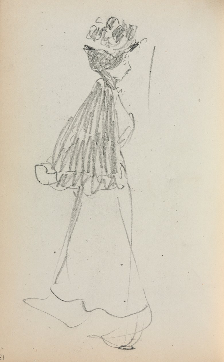 Italiensk skissebok: Stående kvinne på profilside 130, 1898-1899. av Maurice Brazil Prendergast
