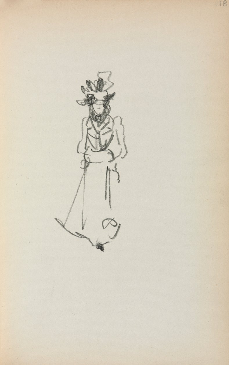 Italiensk skissebok: Stående kvinne side 118, 1898-1899. av Maurice Brazil Prendergast