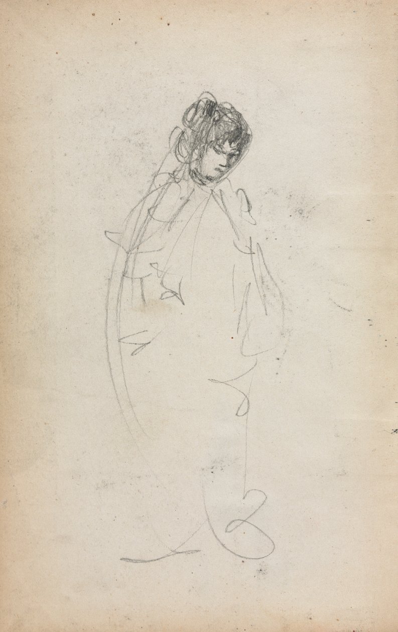 Italiensk skissebok: Stående kvinne side 1, 1898-1899. av Maurice Brazil Prendergast