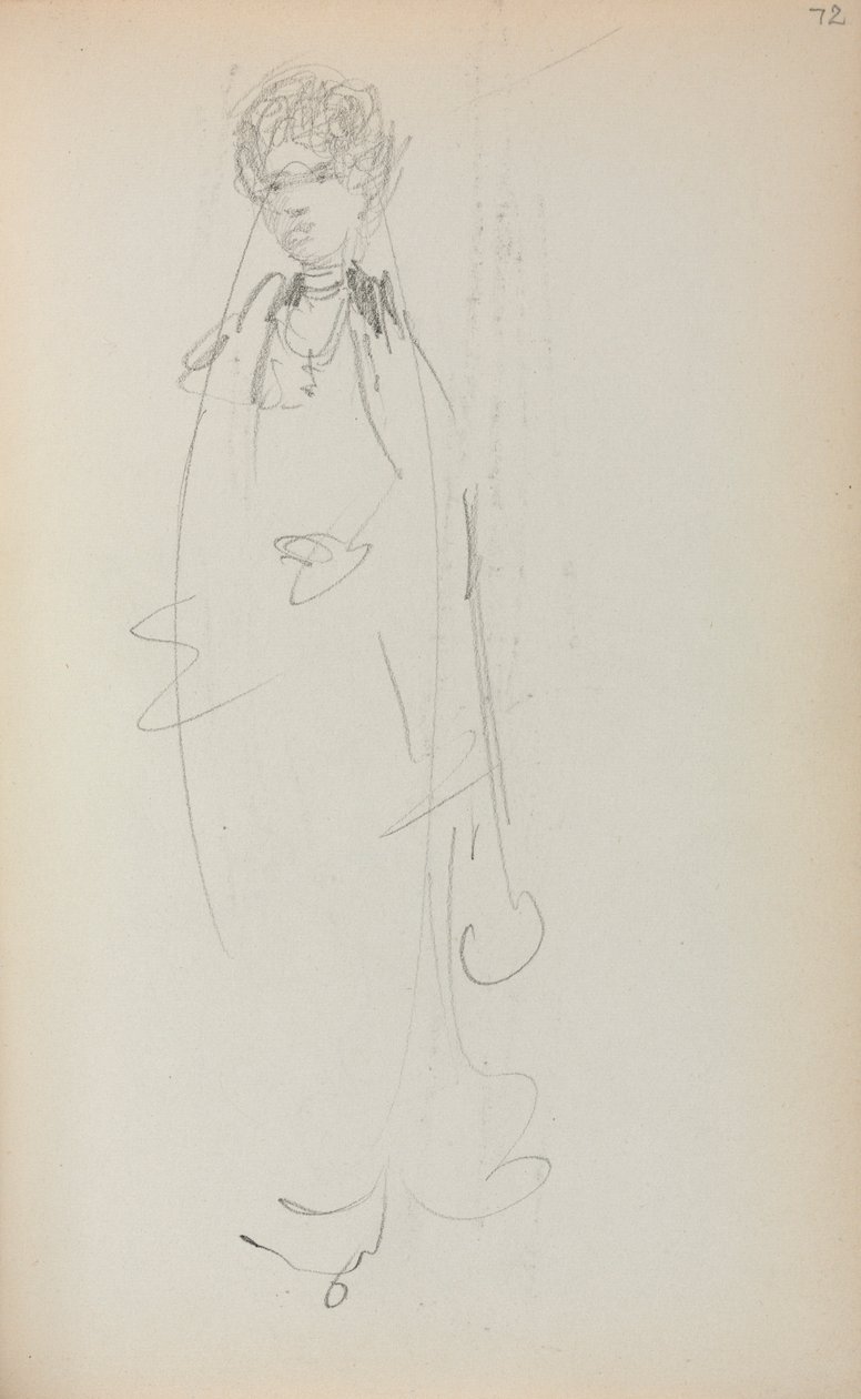Italiensk skissebok: Stående kvinne side 72, 1898-1899. av Maurice Brazil Prendergast
