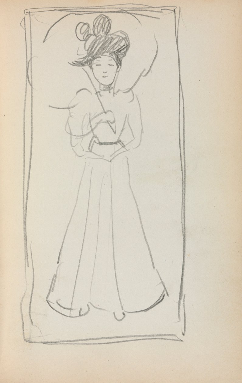 Italiensk skissebok: Stående kvinne med parasoll side 233, 1898-1899. av Maurice Brazil Prendergast