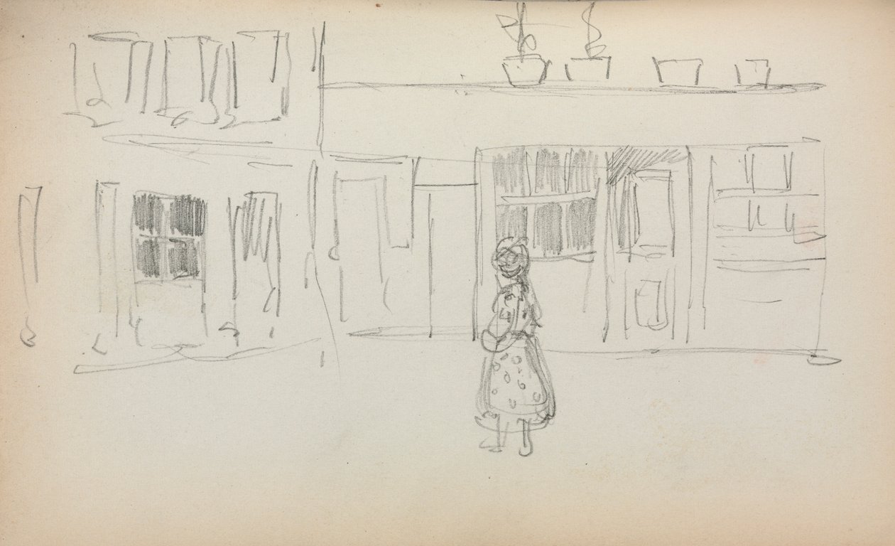 Italian Sketchbook: Street Scene with a Girl side 159, 1898-1899. av Maurice Brazil Prendergast