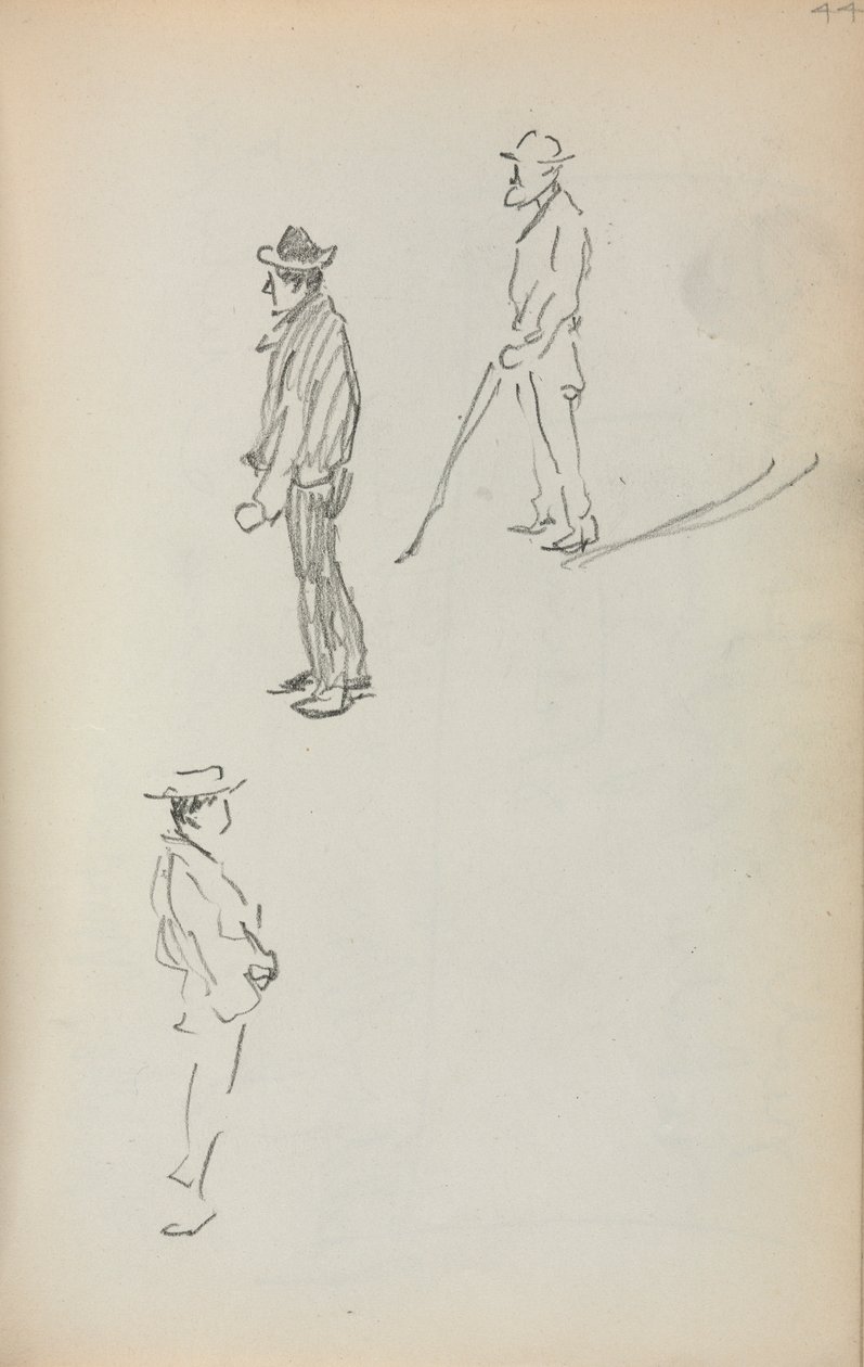 Italiensk skissebok: Tre stående menn side 44, 1898-1899. av Maurice Brazil Prendergast