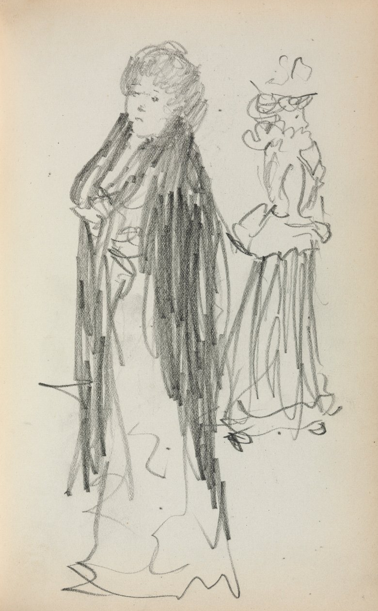 Italiensk skissebok: To stående kvinner side 129, 1898-1899. av Maurice Brazil Prendergast