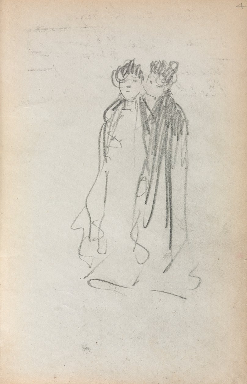 Italiensk skissebok: To stående kvinner side 4, 1898-1899. av Maurice Brazil Prendergast