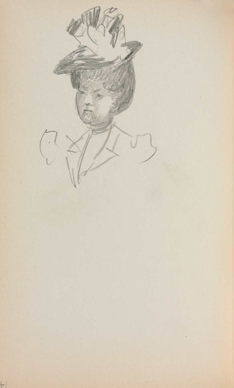 Italiensk skissebok: Kvinne, bystelengde side 142, 1898-1899. av Maurice Brazil Prendergast