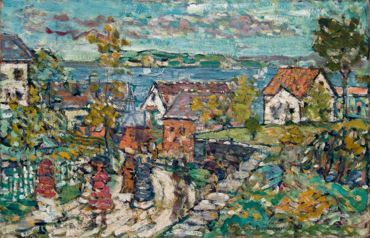 Landskap (vei og by) av Maurice Brazil Prendergast