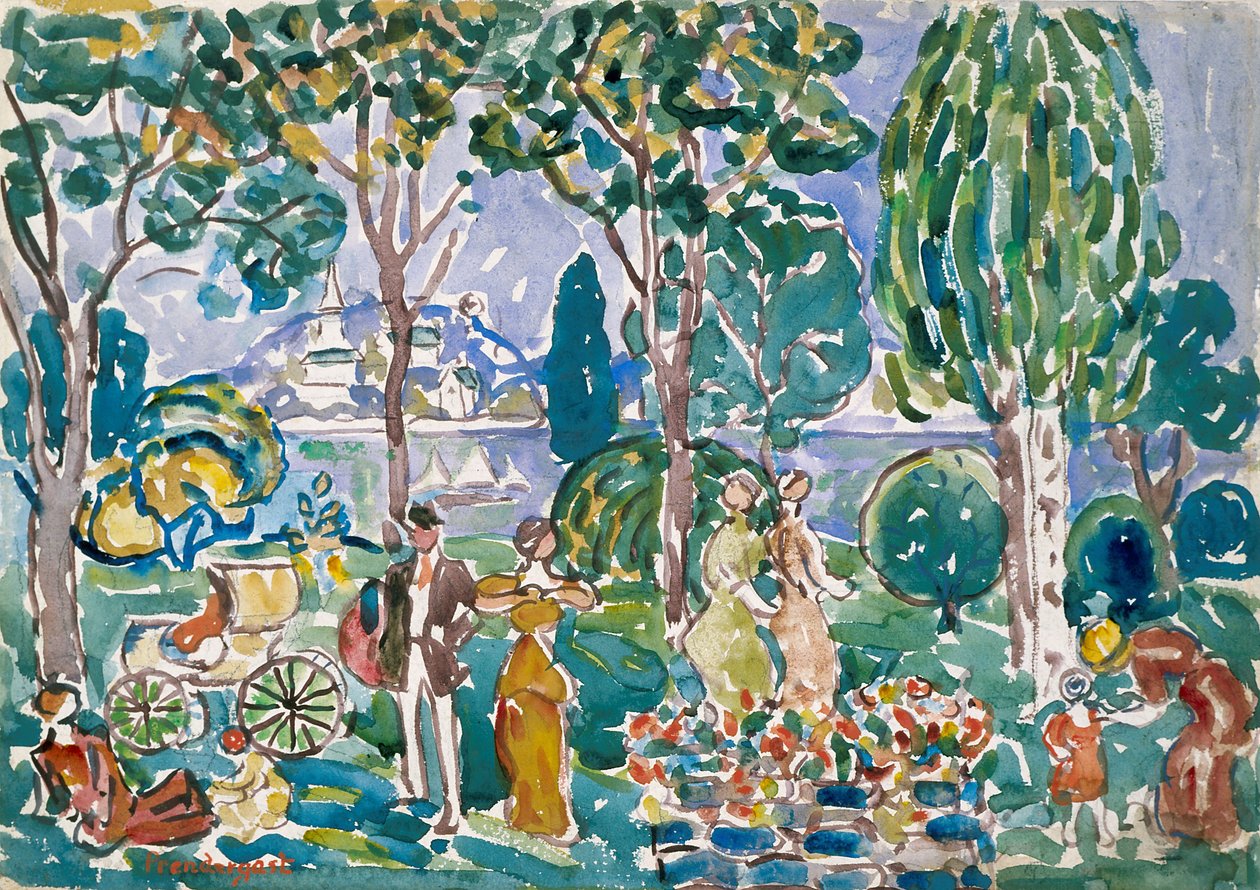 The Park, Salem (akvarell over blyant på papir) av Maurice Brazil Prendergast