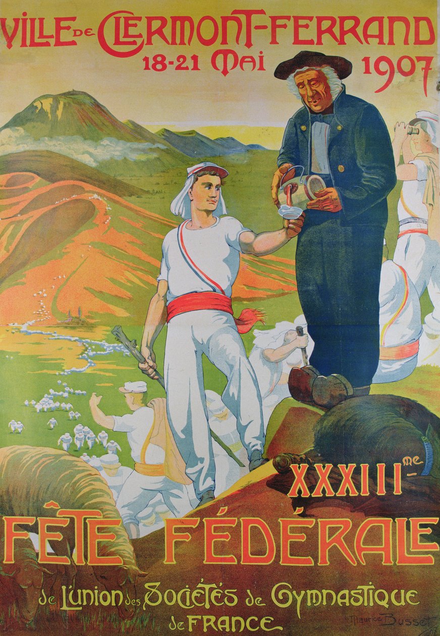 Fete Federale-plakat, mai 1907 (litho-farge) av Maurice Busset