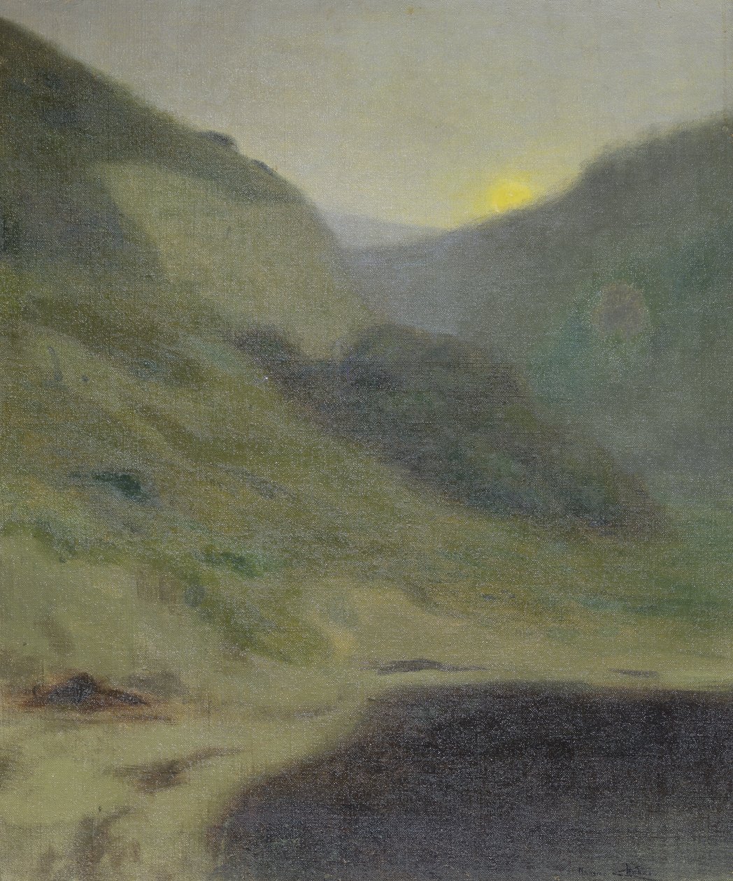 Landskap i skumringen (olje på lerret) av Maurice Chabas