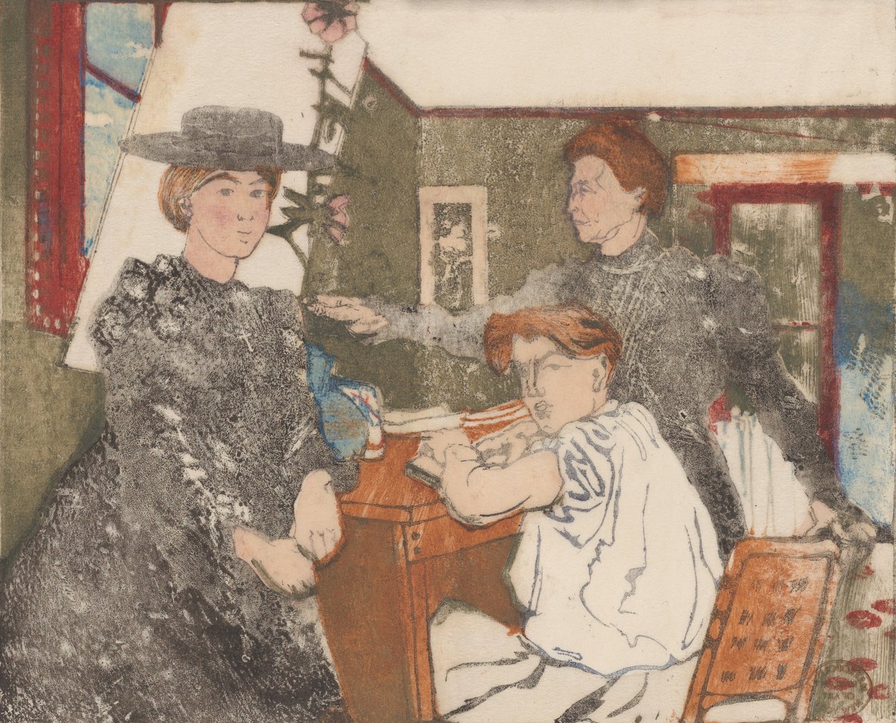 Gravørens familie, 1898. av Maurice Delcourt