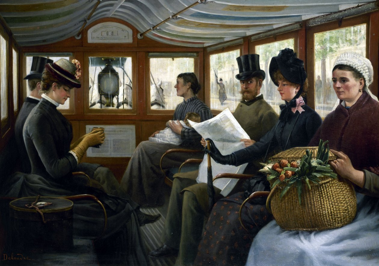 I omnibusen, ca. 1885 (olje på lerret) av Maurice Delondre