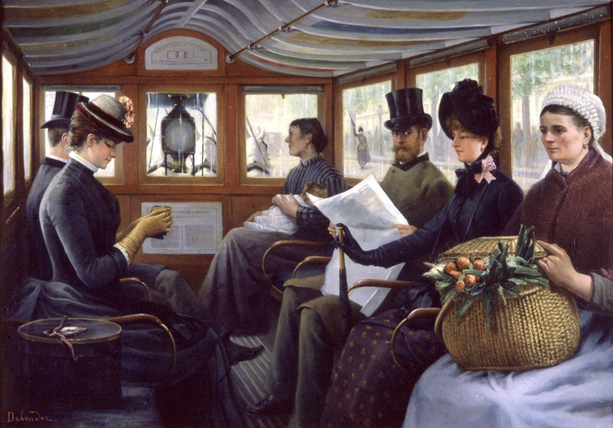 passasjerer i en buss i Paris av Maurice Delondre