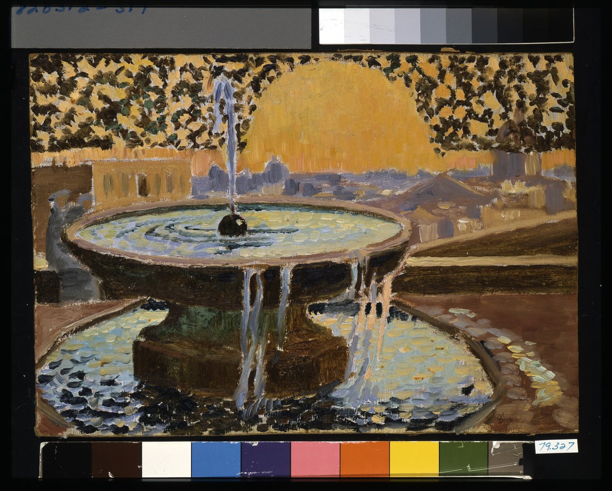Fountain At The Villa Medici (olje på lagdelt papp) av Maurice Denis