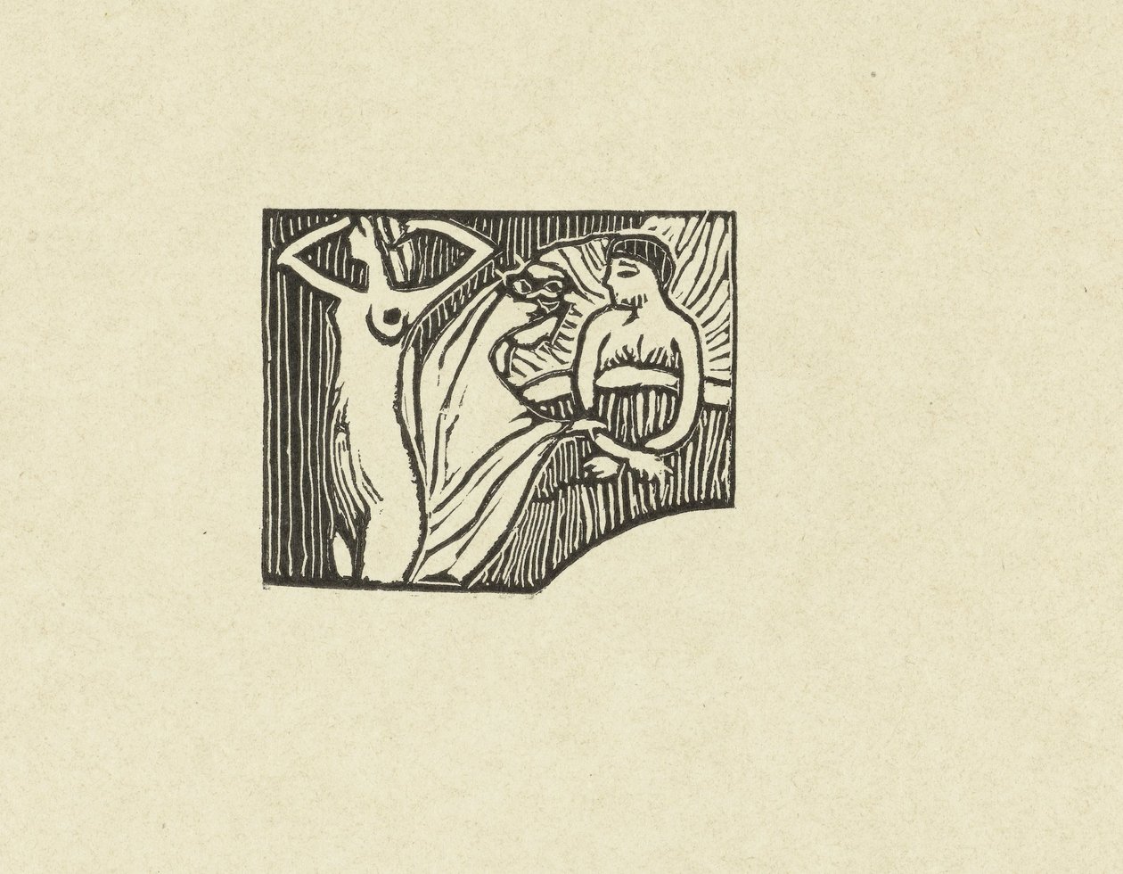 Illustrasjon ved gedicht uit dichtbundel Sagesse van Paul Verlaine Tresnitt-essay for Sagesse L'Epreuve (serietittel) av Maurice Denis