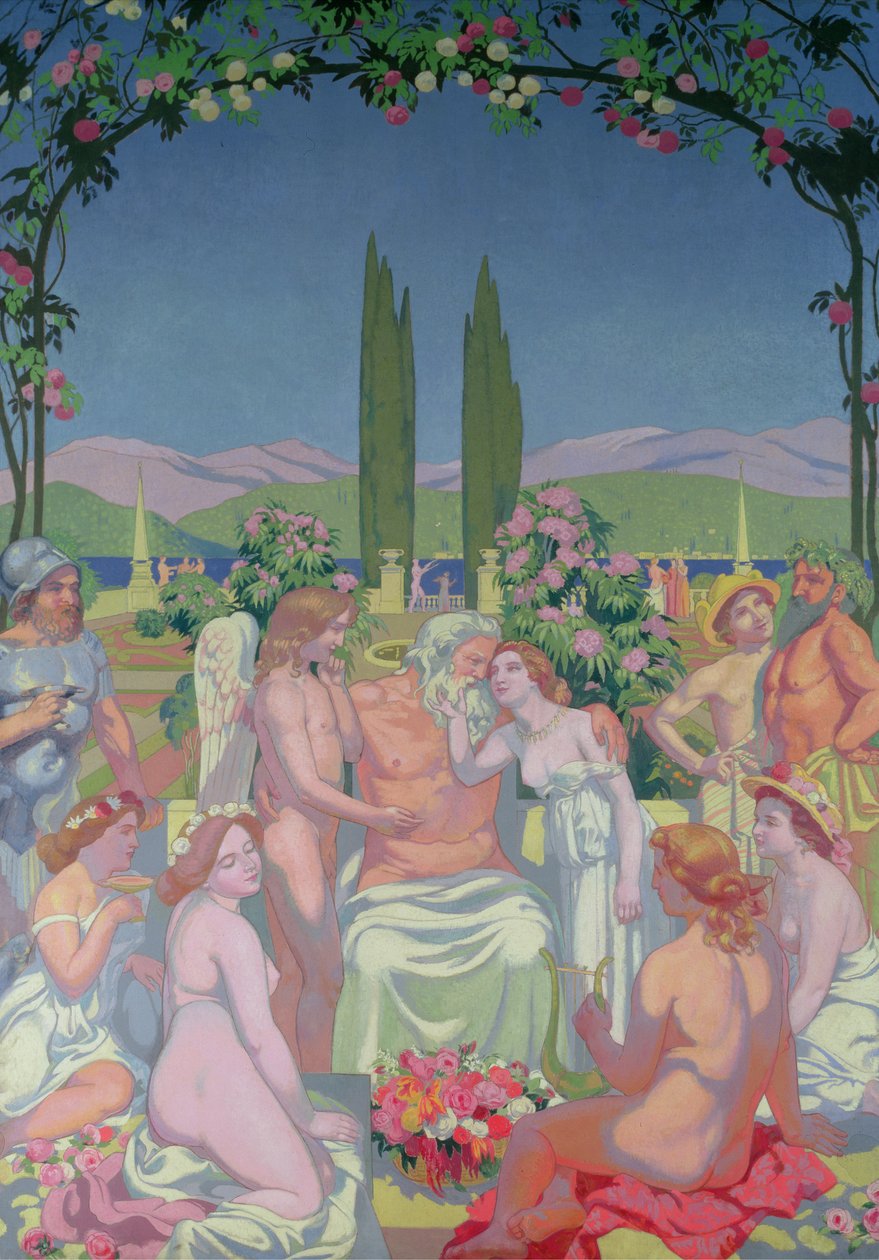 I gudenes nærvær gir Jupiter udødelighet til psyken og feirer hennes ekteskap med Amor, 1908 av Maurice Denis
