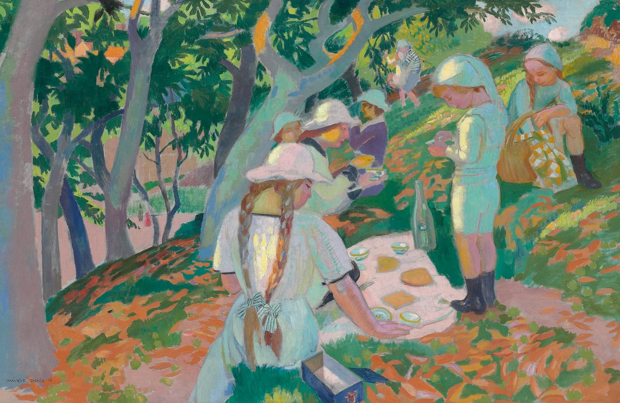 Snack under kastanjetrærne, 1914 av Maurice Denis