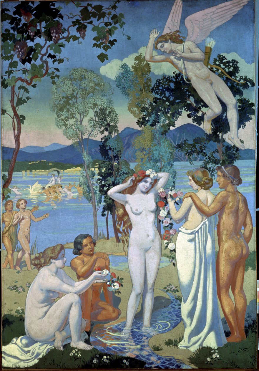 Historien om Psyche (Panel 1: Eros truffet av skjønnheten til Psyche). Maleri av Maurice Denis (1870-1943) av Maurice Denis