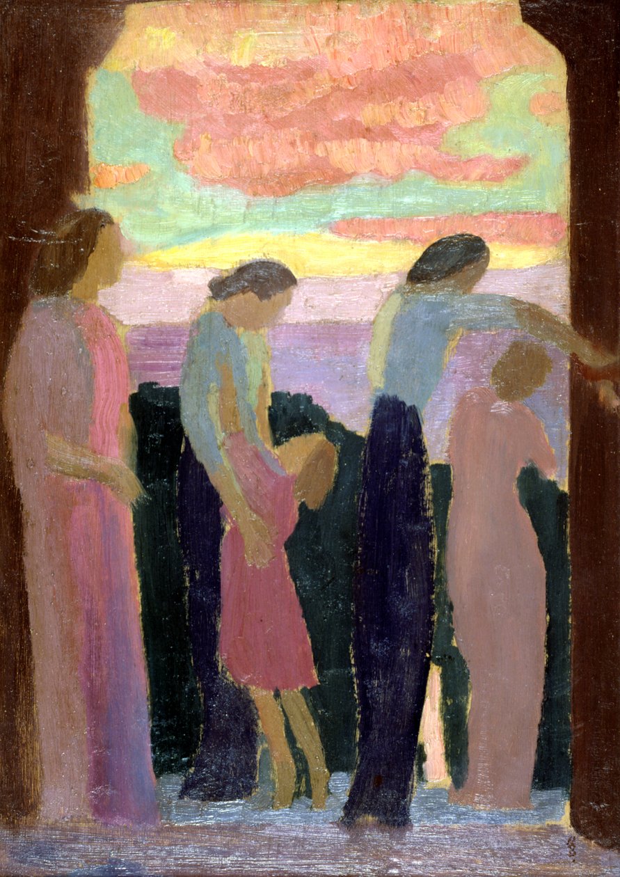 Marthe Denis og barna på balkongen, ca 1900-1940 av Maurice Denis