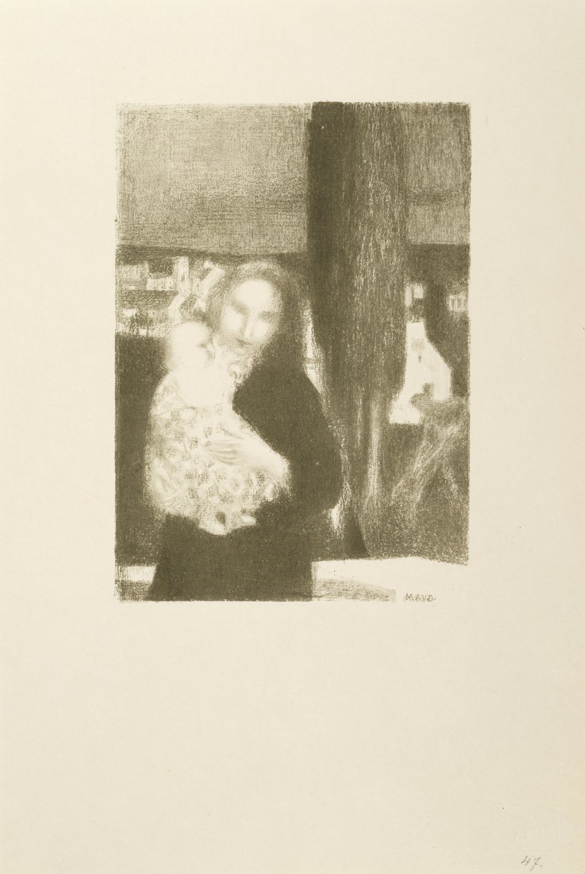 Maternite au cypres (mor og barn under et sypresstre) av Maurice Denis