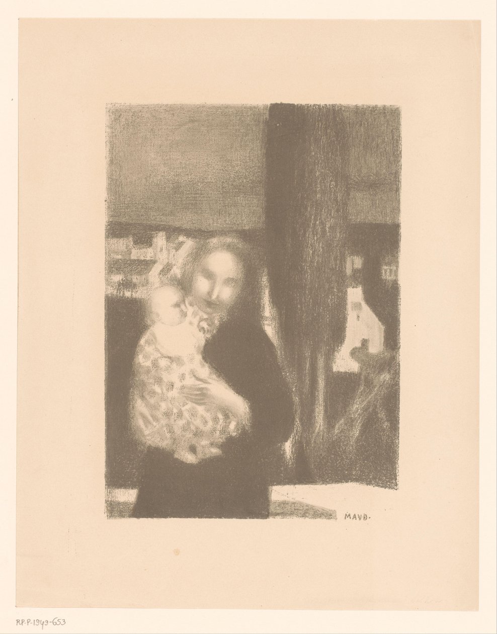 Mor med baby ved en sypress av Maurice Denis