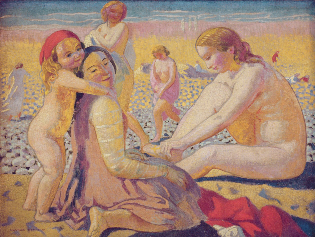 På stranden med en rød hatt av Maurice Denis