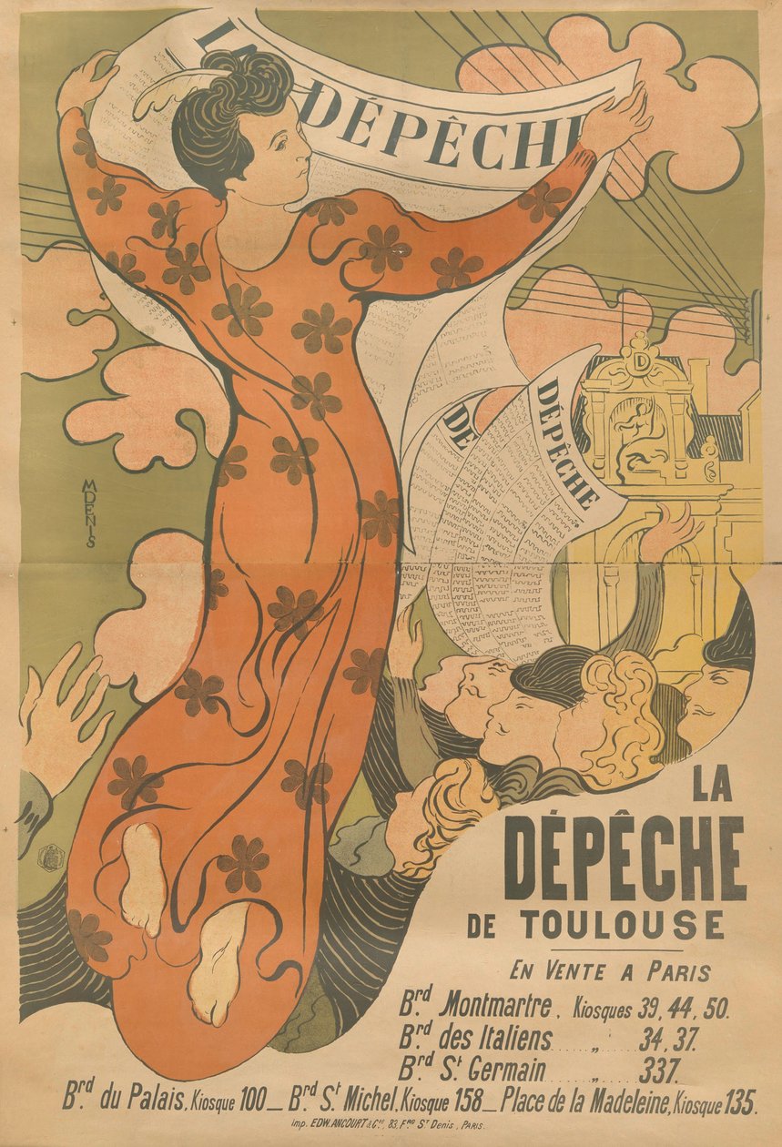 Plakat for avisen La Dépêche de Toulouse, 1892. av Maurice Denis