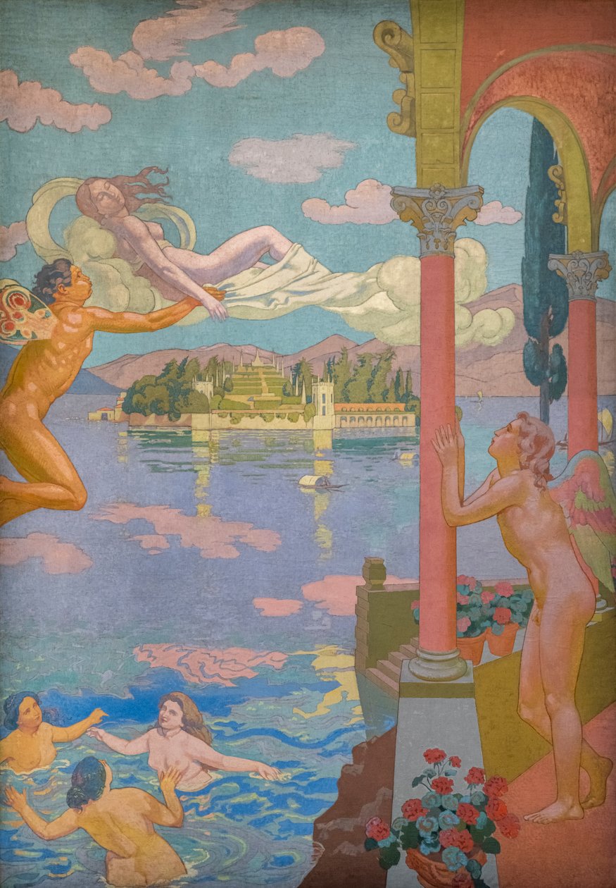The Story of Psyche, Panel II. Zephyr transporterer Psyche til gledens øy av Maurice Denis