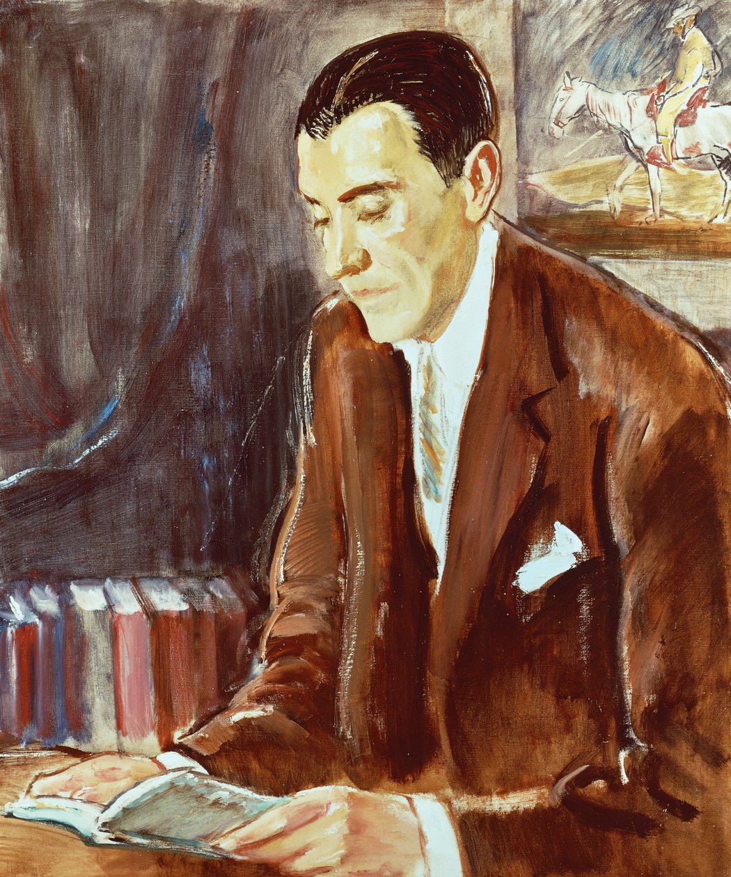 Portrett av Ramon Perez de Ayala (1881-1962), spansk forfatter, maleri av Maurice Fromkes